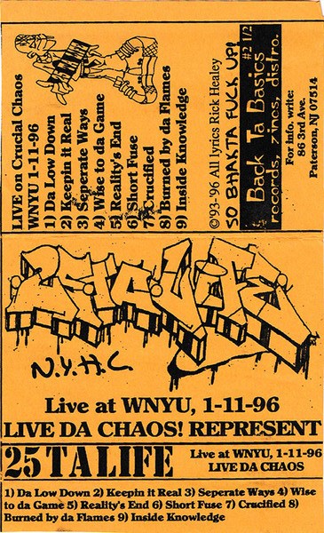 25 TA LIFE - Live At WNYU, 1-11-96 Live Da Chaos! Represent ‎ cover 