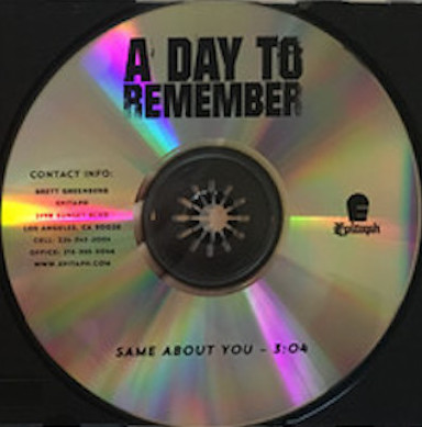 A DAY TO REMEMBER - Same About You cover 