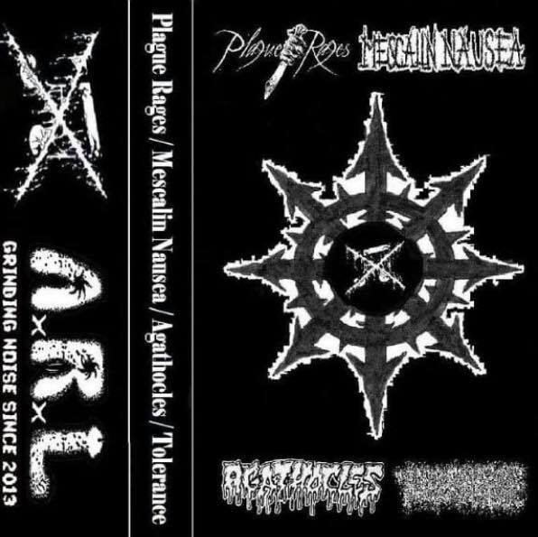 AGATHOCLES - 4 Way Split (Agathocles / Plague Rages/ Tolerance/ Mescalin Nausea) cover 