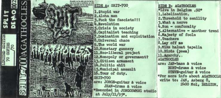 AGATHOCLES - Stupid War cover 