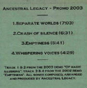 ANCESTRAL LEGACY - Promo 2003 cover 