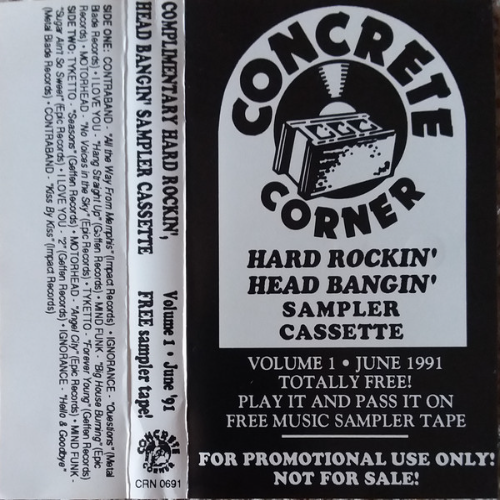 CONTRABAND - Hard Rockin' Head Bangin' Sampler Cassette Volume 1 June '91 cover 