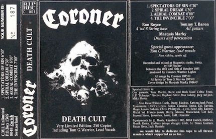 CORONER - Death Cult cover 