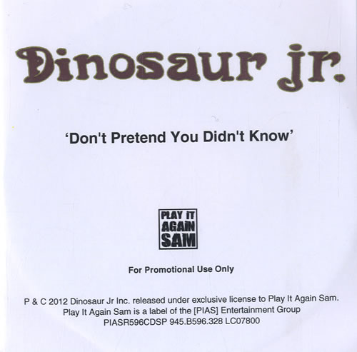 DINOSAUR JR. - Don't Pretend You Didn't Know cover 