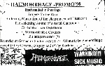 HAEMORRHAGE - Promo Tape '98 cover 