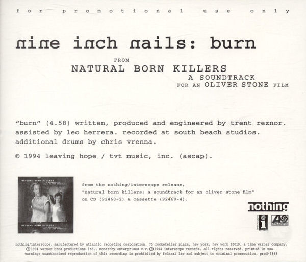 NINE INCH NAILS - Burn cover 