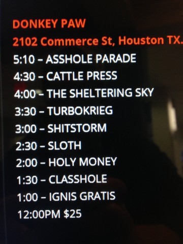 SLOTH - MATINEE Show in 5th-ward H-town!!!! cover 
