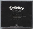 CORONER About Life album cover