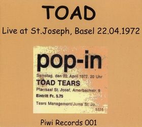TOAD - Live At St. Joseph, Basel 22.04.1972 cover 