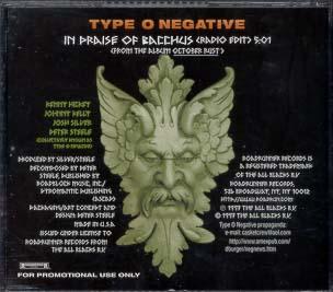 TYPE O NEGATIVE - In Praise of Bacchus cover 