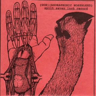 AGORAPHOBIC NOSEBLEED - Split Seven Inch Record cover 