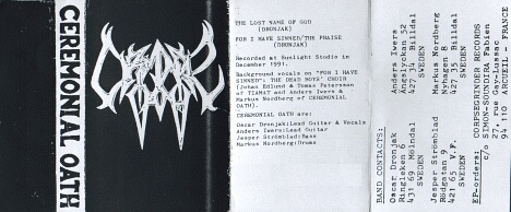 CEREMONIAL OATH - Promo 1991 cover 