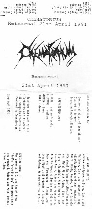 CREMATORIUM - Rehearsal Tape 21/04/91 cover 