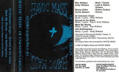 HAVOC MASS - Of Unknown Origin cover 