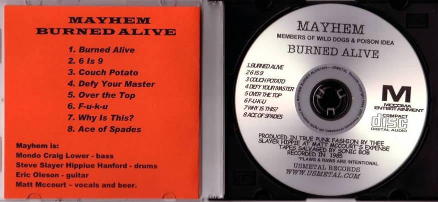 MAYHEM - Burned Alive Demos 1985 cover 