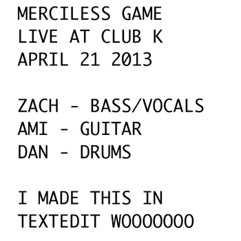 MERCILESS GAME - Live At Club K cover 