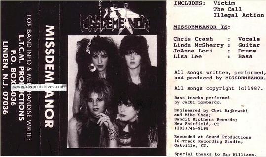 MISSDEMEANOR - 1987 Demo cover 