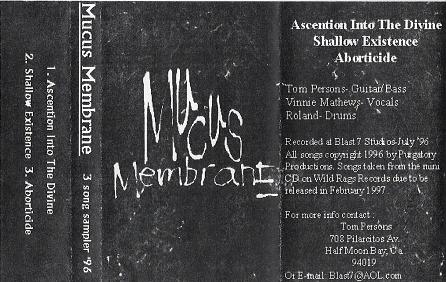 MUCUS MEMBRANE - 3 Song Sampler 96 cover 