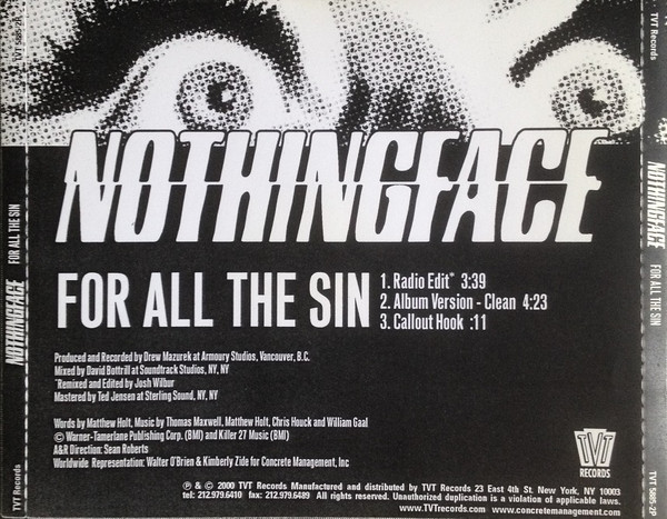 NOTHINGFACE - For All The Sin cover 