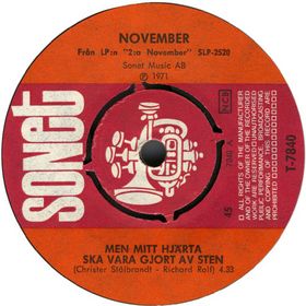 NOVEMBER - Men mitt hjarta ska vara gjort av sten / Mouckta (Drommen om Malin) cover 