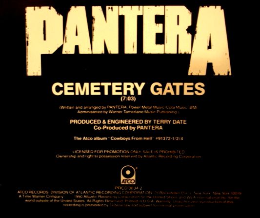 PANTERA - Cemetery Gates cover 