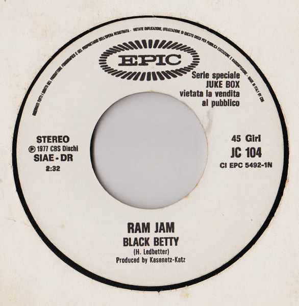 RAM JAM - Black Betty / Back To America cover 