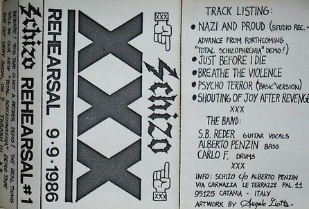 SCHIZO - Rehearsal 9-9-1987 cover 