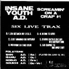 INSANE YOUTH A.D. Screamin' On A Crap #1 album cover